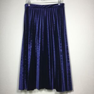 Purple/dark blue pleated stretchy velvet maxi skirt whimsygoth witchy sz 8 w30”